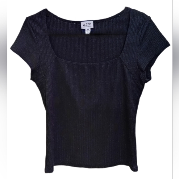 Women's Black Ribbed Top - Picture 3 of 5